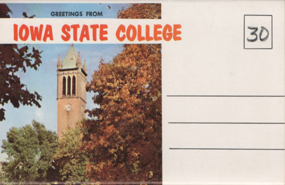 Lettercard Greetings from Iowa State College (published by Hamilton Photo Co., Ames, Iowa). Lettercard Greetings from Iowa State College (published by Hamilton Photo Co., Ames, Iowa).