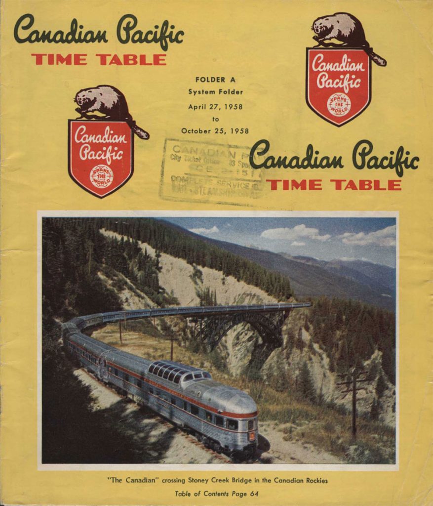 1958 Canadian Pacific timetable - front cover 1958 Canadian Pacific timetable - front cover