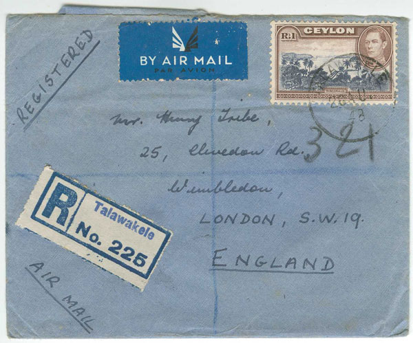 Letter to Henry Tribe from Derek Kemp in Ceylon, August 1948. Letter to Henry Tribe from Derek Kemp in Ceylon, August 1948.