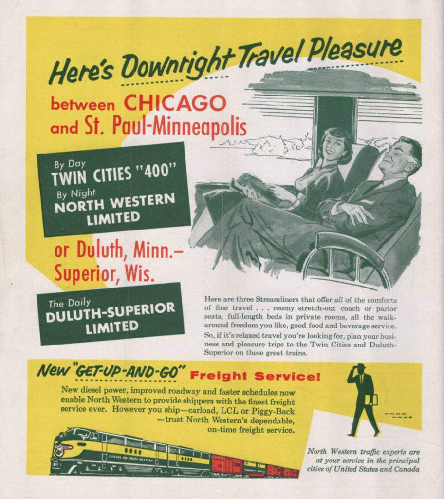 1958 Chicago and North Western Railway timetable - back cover 1958 Chicago and North Western Railway timetable - back cover