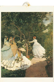 Side 1 of an Effluvium Warning Card: Work of Art "Femmes au Jardin" by Claude Monet (Musée d'Orsay postcard).
