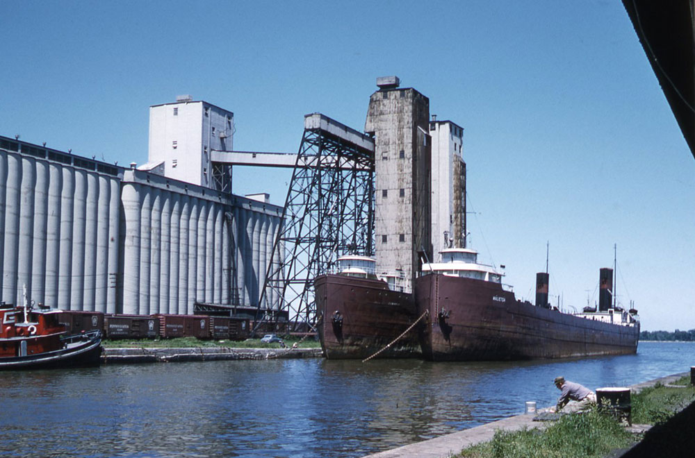 Erie Harbour - empty grain ships (photo by Henry Tribe 1958)