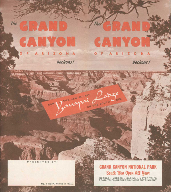 Grand Canyon leaflet, 1958. Grand Canyon leaflet, 1958.