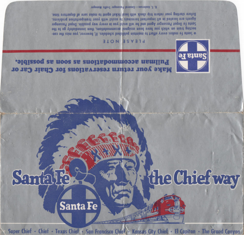 Atchison, Topeka and Santa Fe Railway ticket wallet 1958. Atchison, Topeka and Santa Fe Railway ticket wallet 1958.