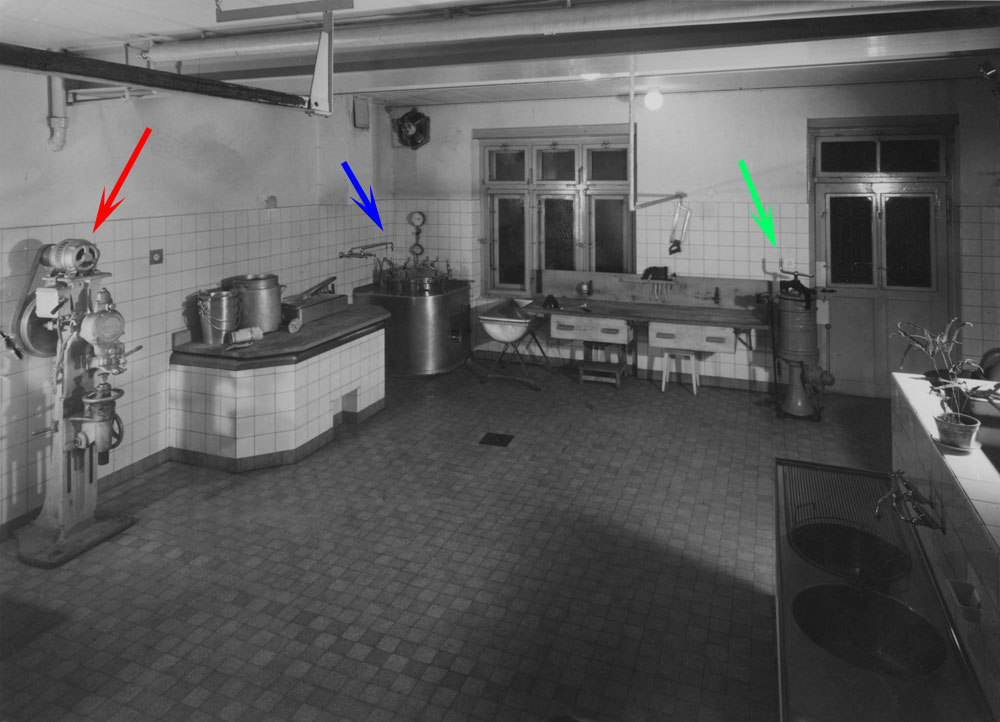 The work room at Metzgerei Fritz Krebs. The work room at Metzgerei Fritz Krebs, Köniz, Switzerland.