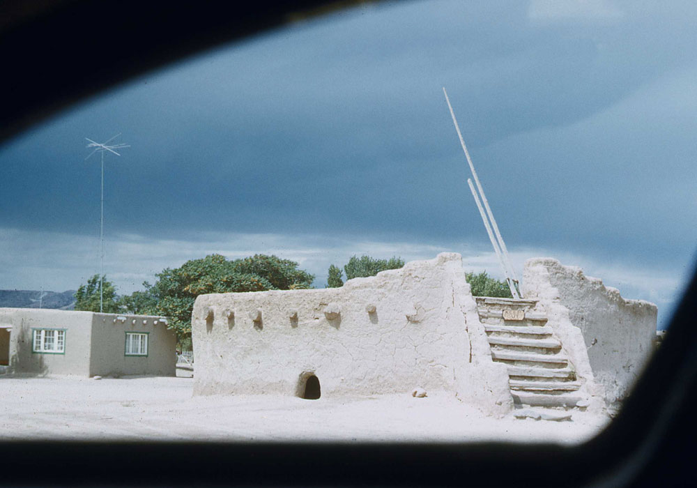 Traditional adobe building in San Ildefonso (photo by Henry Tribe 1958). Traditional adobe building in San Ildefonso (photo by Henry Tribe 1958).